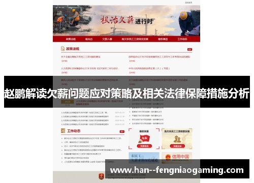 赵鹏解读欠薪问题应对策略及相关法律保障措施分析